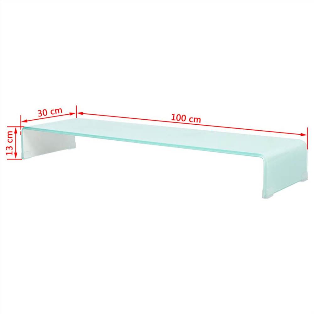 TV Stand/Monitor Riser Glass White 100x30x13 cm