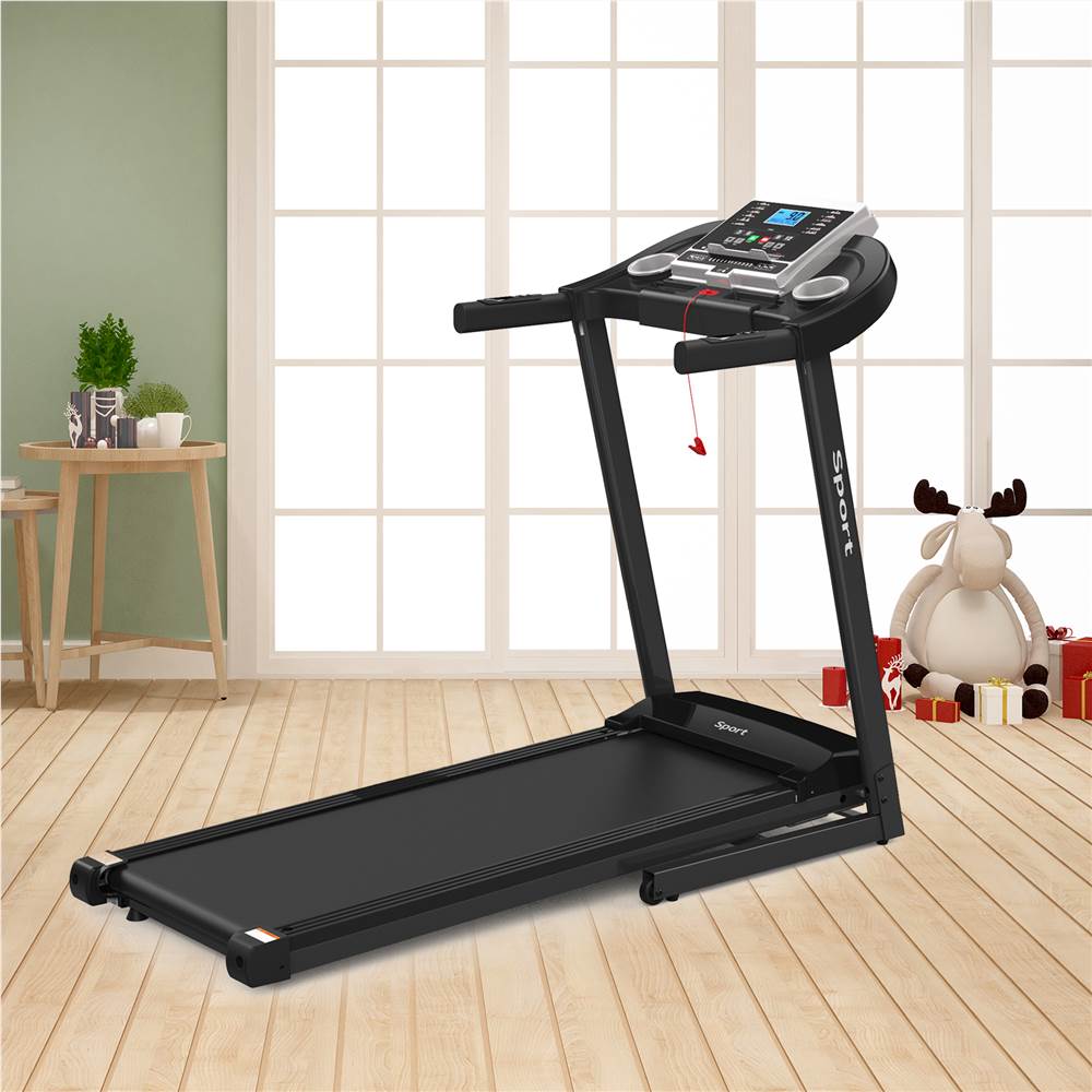 

Folding Electric Treadmill for Home Workout Foldable & Portable Walking Running Machine with Ipad Cup Holder MP3 Speakers - Black