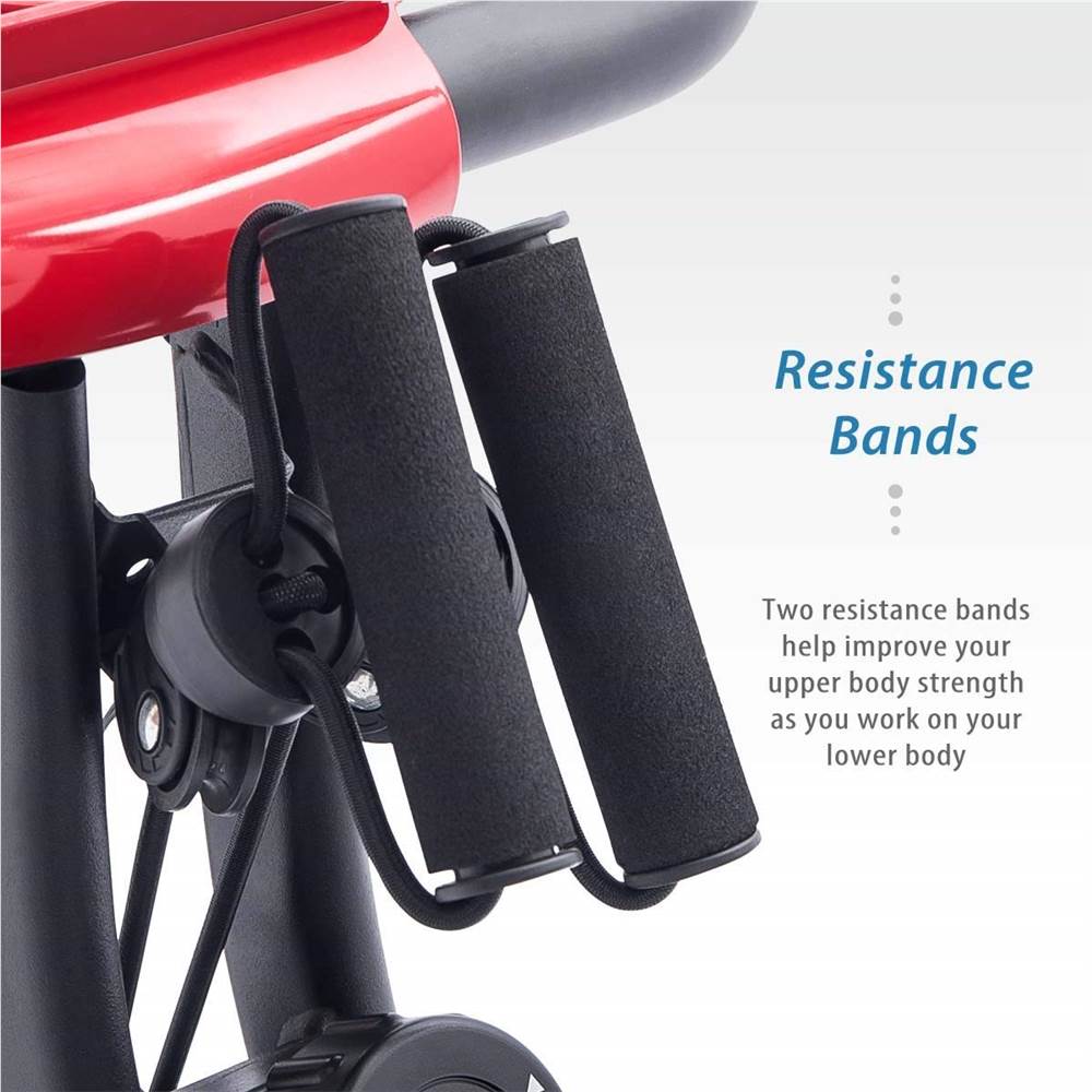 Folding Exercise Bike, Fitness Upright and Recumbent X-Bike with 10-Level Adjustable Resistance, Arm Bands and Backrest