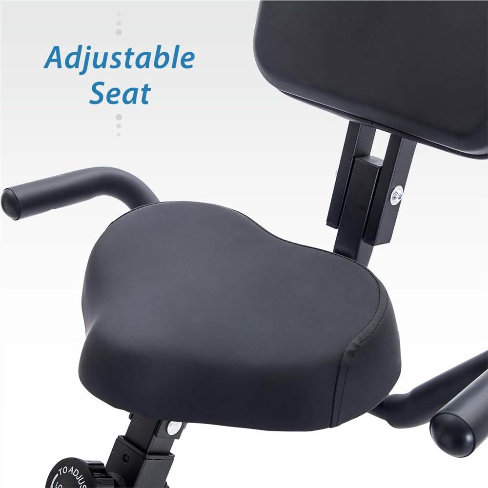 Folding Exercise Bike, Fitness Upright and Recumbent X-Bike with 10-Level Adjustable Resistance, Arm Bands and Backrest