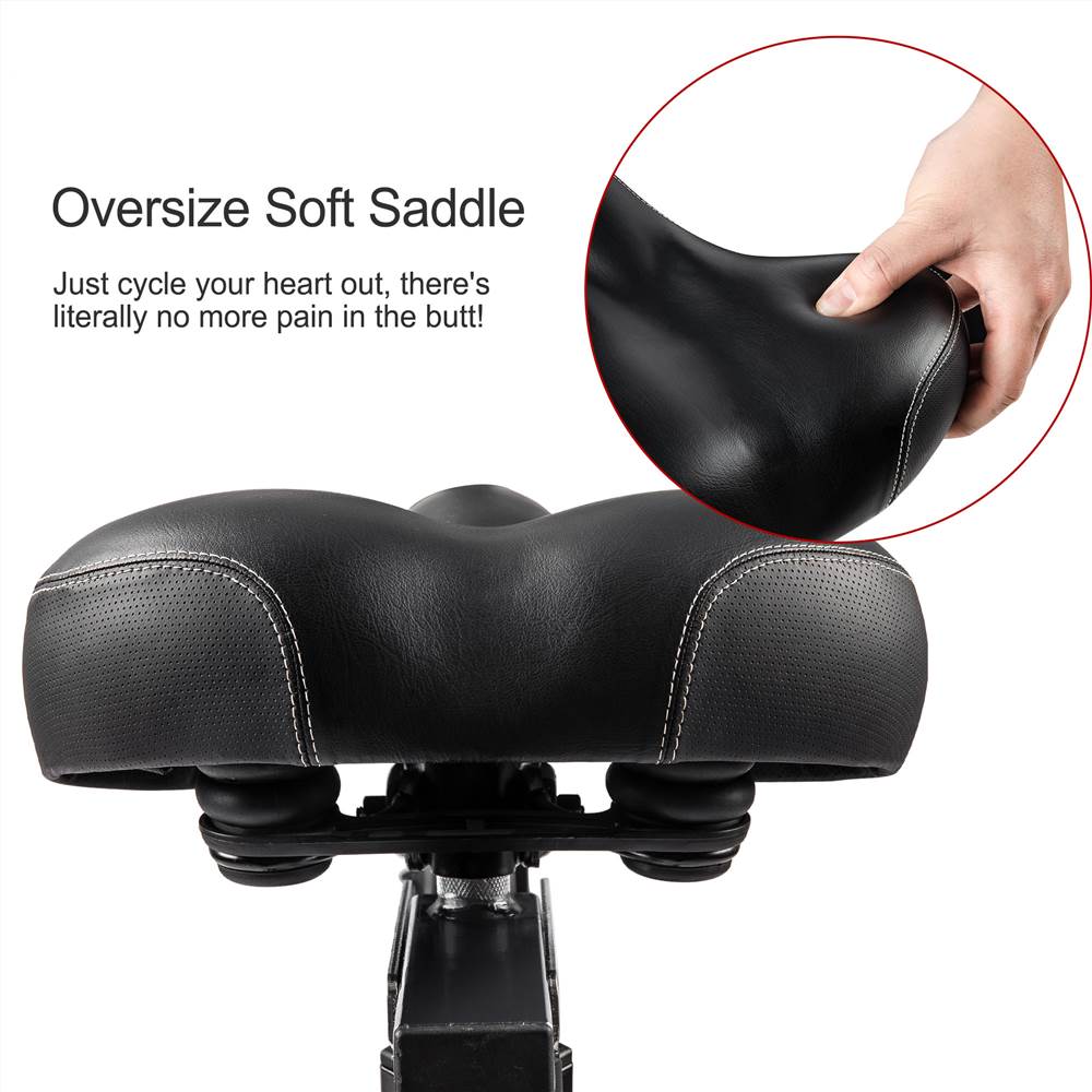 Indoor Cycling Exercise Bike Belt Drive Stationary Bicycle with LCD Monitor and Comfortable Seat Cushion for Home Cardio Workout