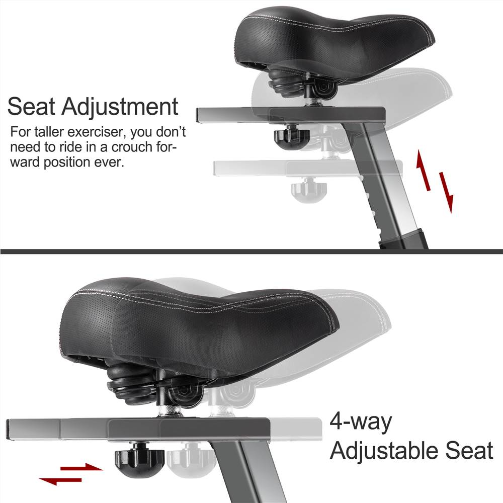 Indoor Cycling Exercise Bike Belt Drive Stationary Bicycle with LCD Monitor and Comfortable Seat Cushion for Home Cardio Workout