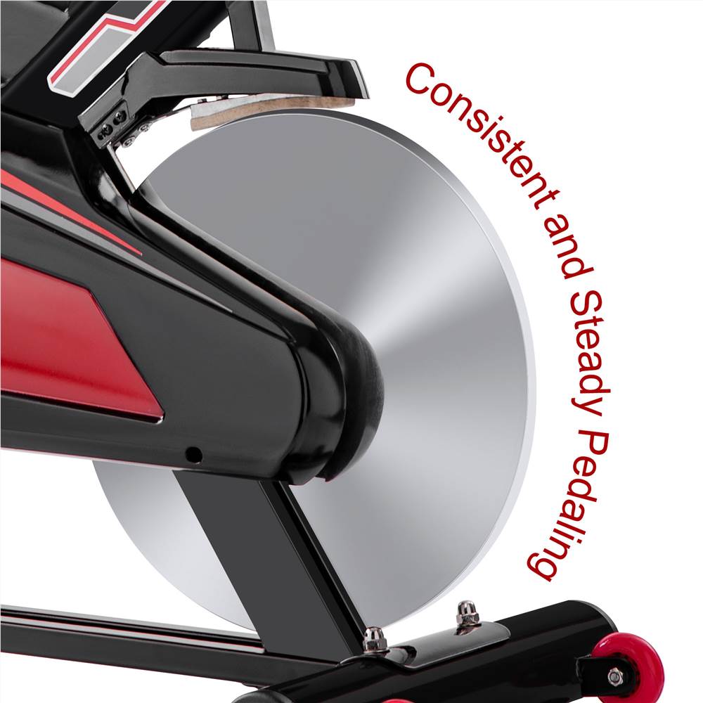 Indoor Cycling Exercise Bike Belt Drive Stationary Bicycle with LCD Monitor and Comfortable Seat Cushion for Home Cardio Workout