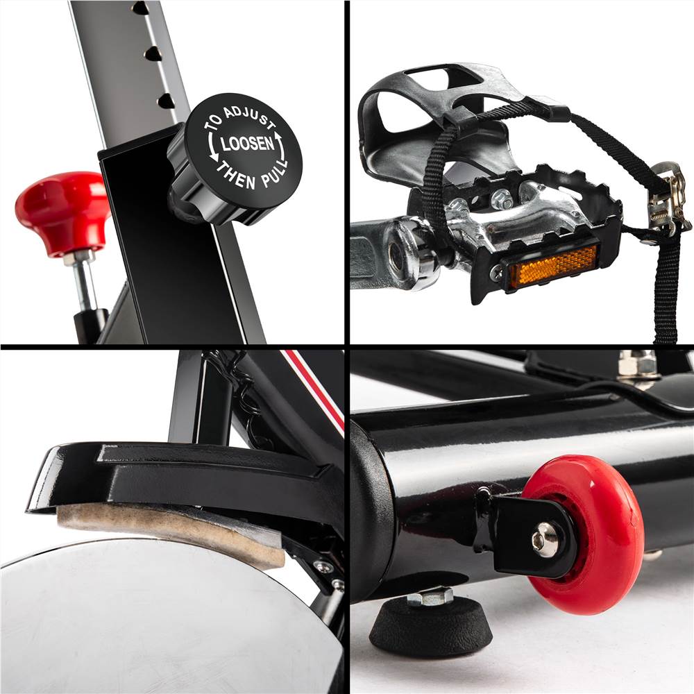 Indoor Cycling Exercise Bike Belt Drive Stationary Bicycle with LCD Monitor and Comfortable Seat Cushion for Home Cardio Workout