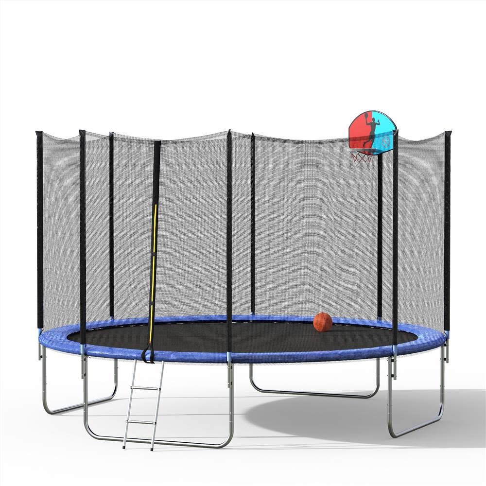 12FT Trampoline with Safety Enclosure Net Blue