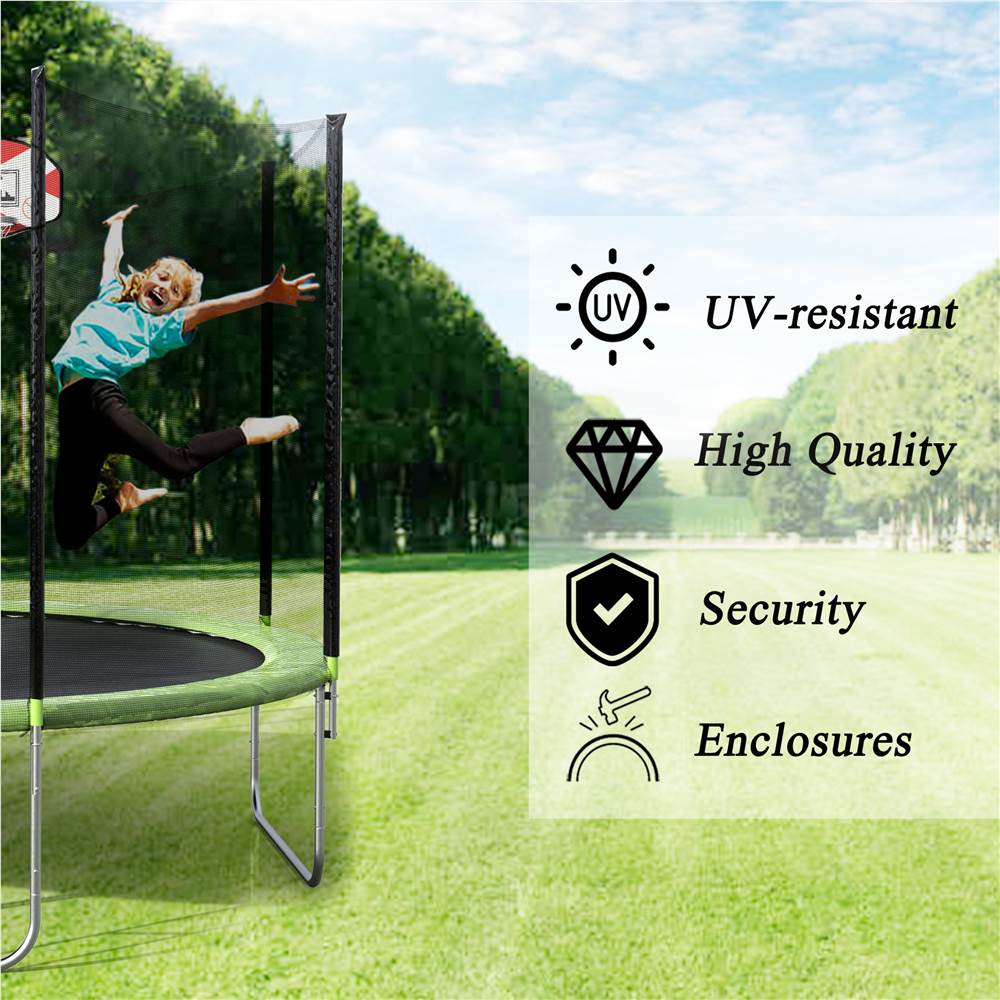 【Not allowed to sell to Walmart】14-Feet Round Trampoline with Safety Enclosure, Basketball Hoop and Ladder（原SM000010FAA）