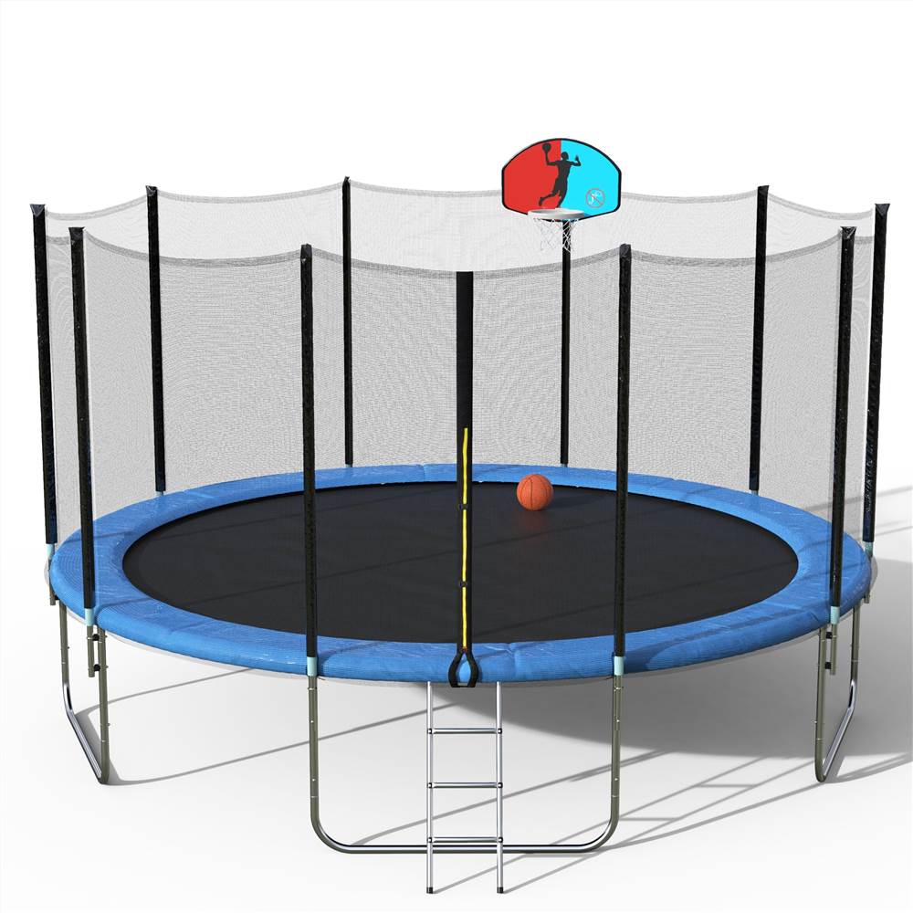 Merax 15 FT Round Trampoline with Basketball Hoop Blue