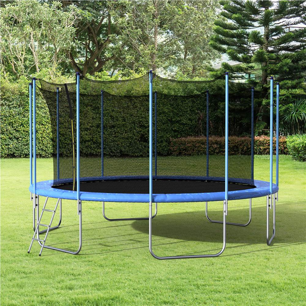 

16FT Round Trampoline with Safety Enclosure Net & Ladder, Spring Cover Padding, Outdoor Activity