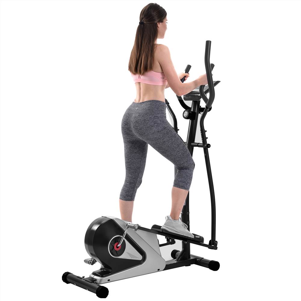 【Not allowed to sell to Walmart】Elliptical Machine Trainer Magnetic Smooth Quiet Driven with LCD Monitor, Home Use, Silver