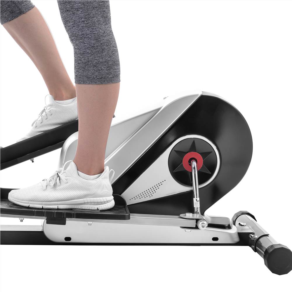 【Not allowed to sell to Walmart】Elliptical Machine Trainer Magnetic Smooth Quiet Driven with LCD Monitor, Home Use, Silver