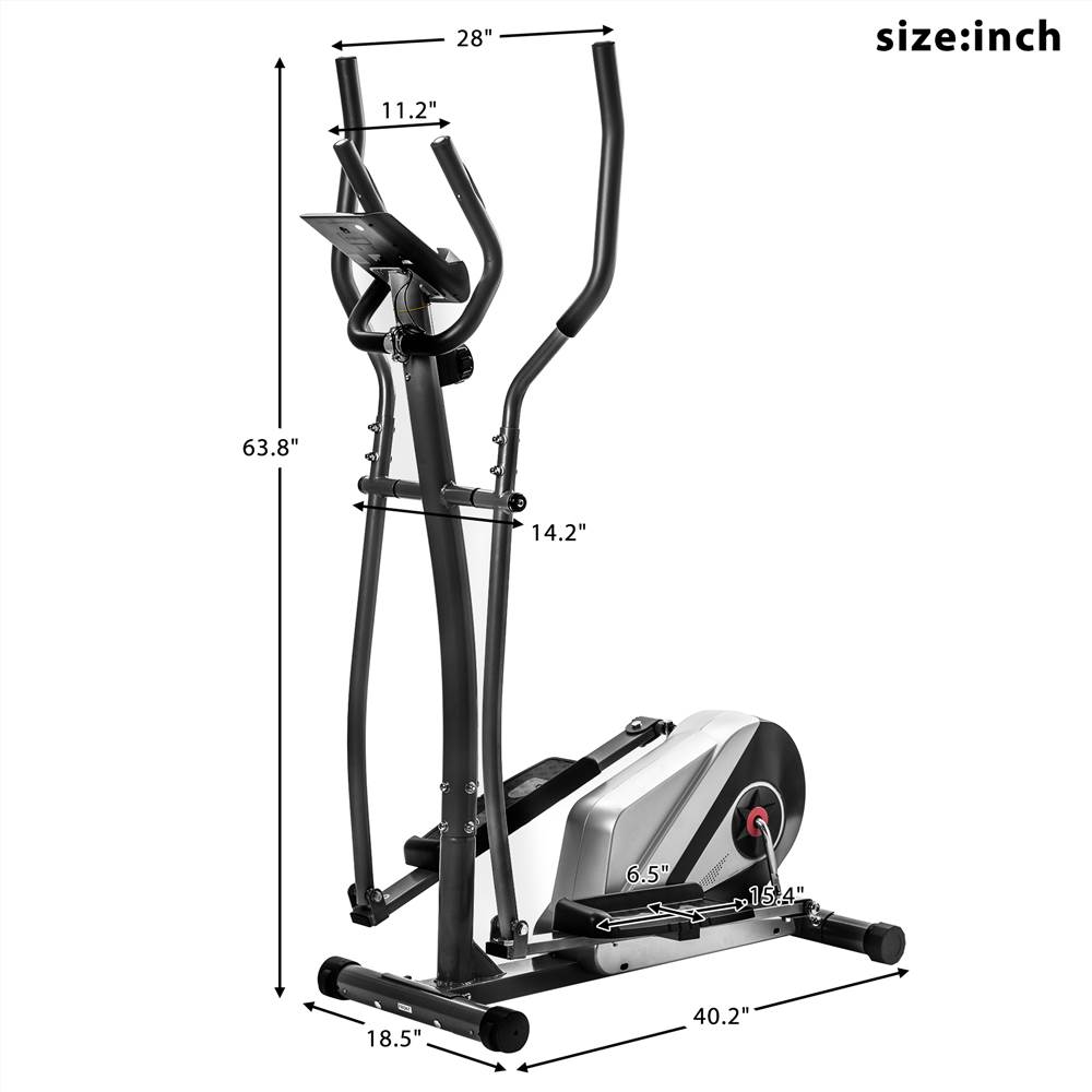 【Not allowed to sell to Walmart】Elliptical Machine Trainer Magnetic Smooth Quiet Driven with LCD Monitor, Home Use, Silver