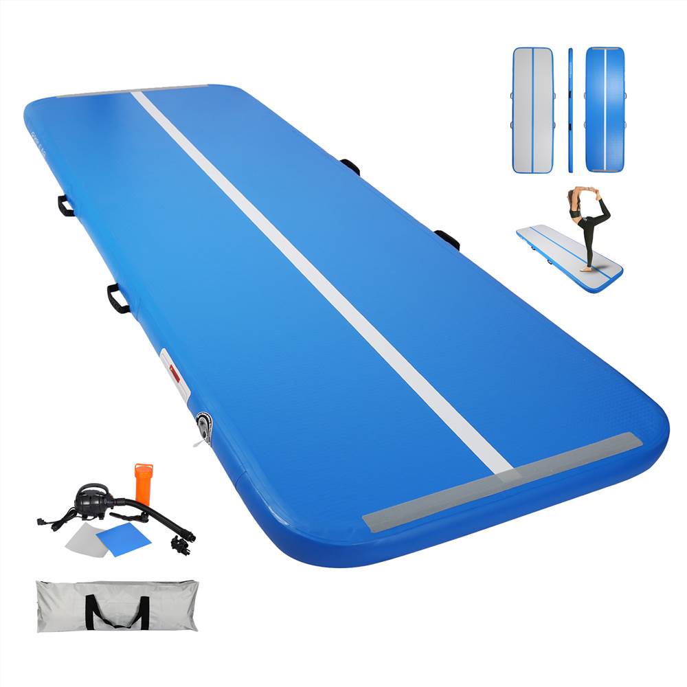 

10ft Inflatable Gymnastics Air Track Tumbling Mat 4 inches Thickness Air track Mats for Home Use Training Cheerleading Yoga Water with Electrical Pump Blue