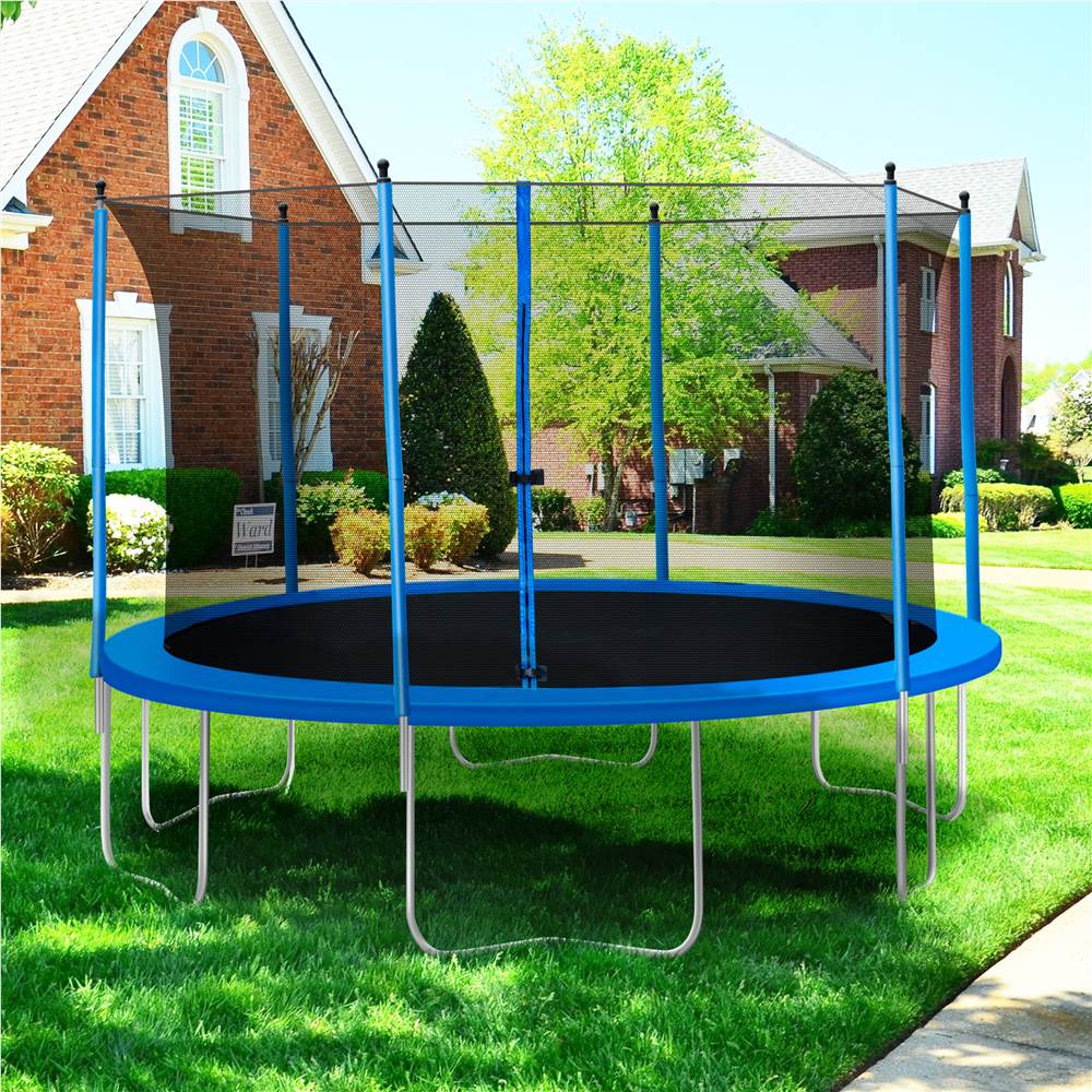 

13FT Large Fitness Trampolines Adult Children Outdoor Jump Trampoline Several People Play Together 360-degree Safety Net - Black