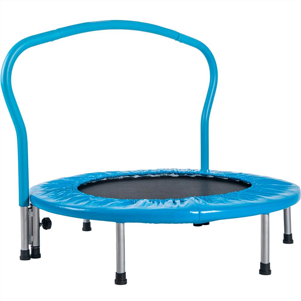 36" Kids Trampoline with Handrail, Mini Toddler Trampoline w/ Safety Padded Cover for Indoor Outdoor Cardio Exercise