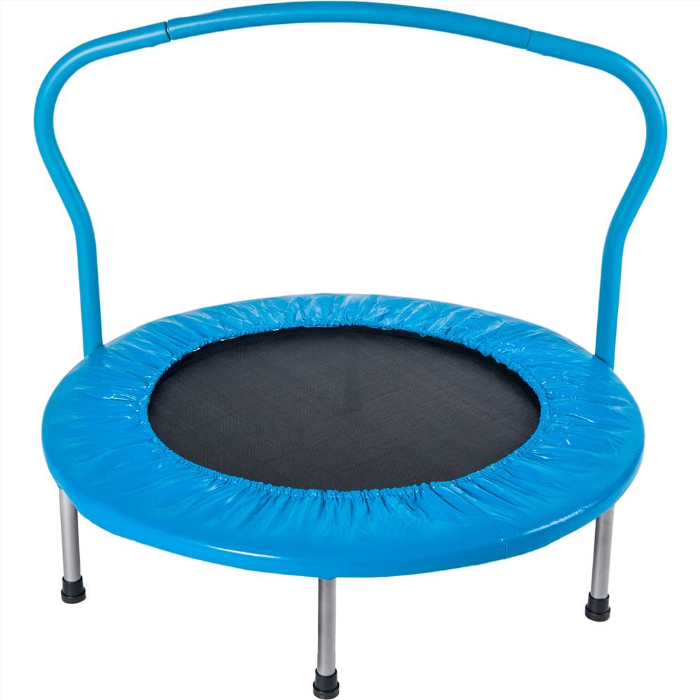 36" Kids Trampoline with Handrail, Mini Toddler Trampoline w/ Safety Padded Cover for Indoor Outdoor Cardio Exercise