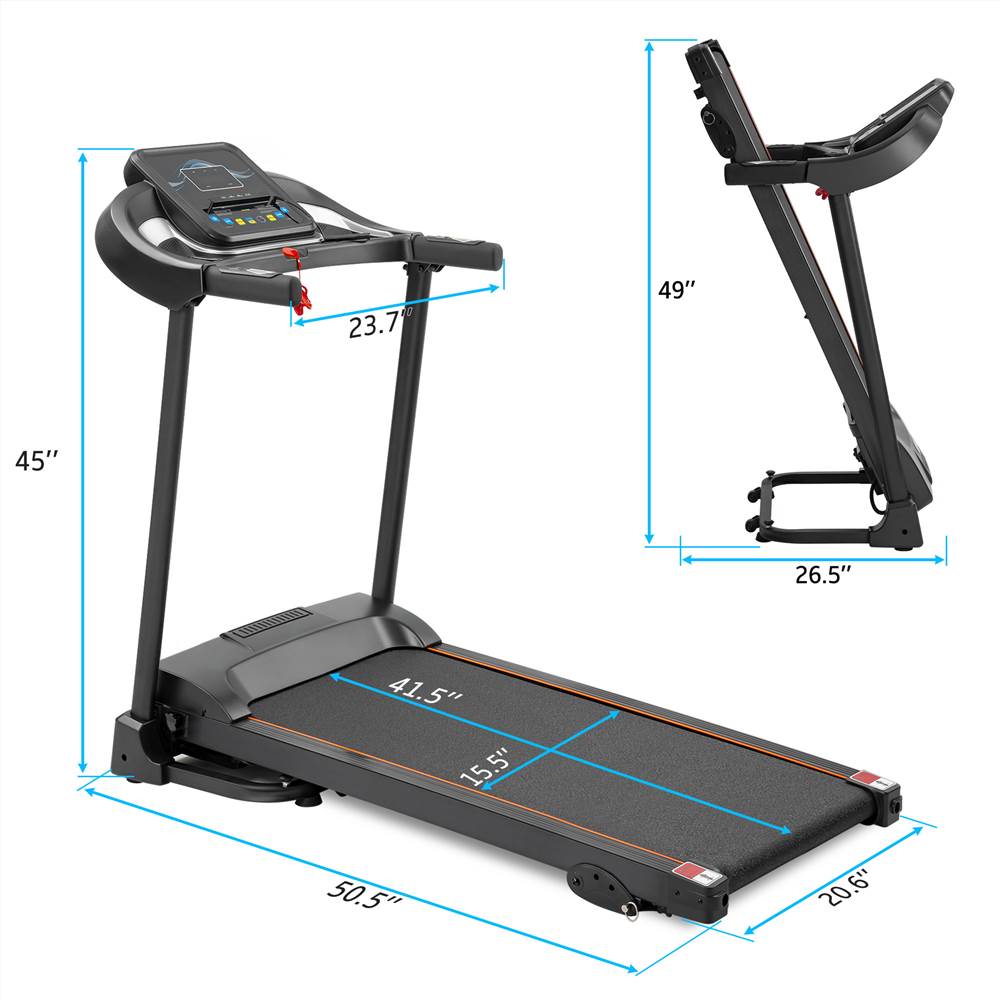 Foldable Electric Treadmill Compact Cardio Machine Running Jogging Workout Black 