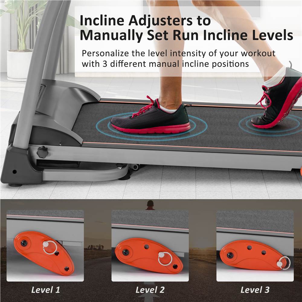 Easy Folding Treadmill for Home Use, 1.5HP Electric Running, Jogging & Walking Machine with Device Holder & Pulse Sensor, 3-Level Incline Adjustable Compact Foldable