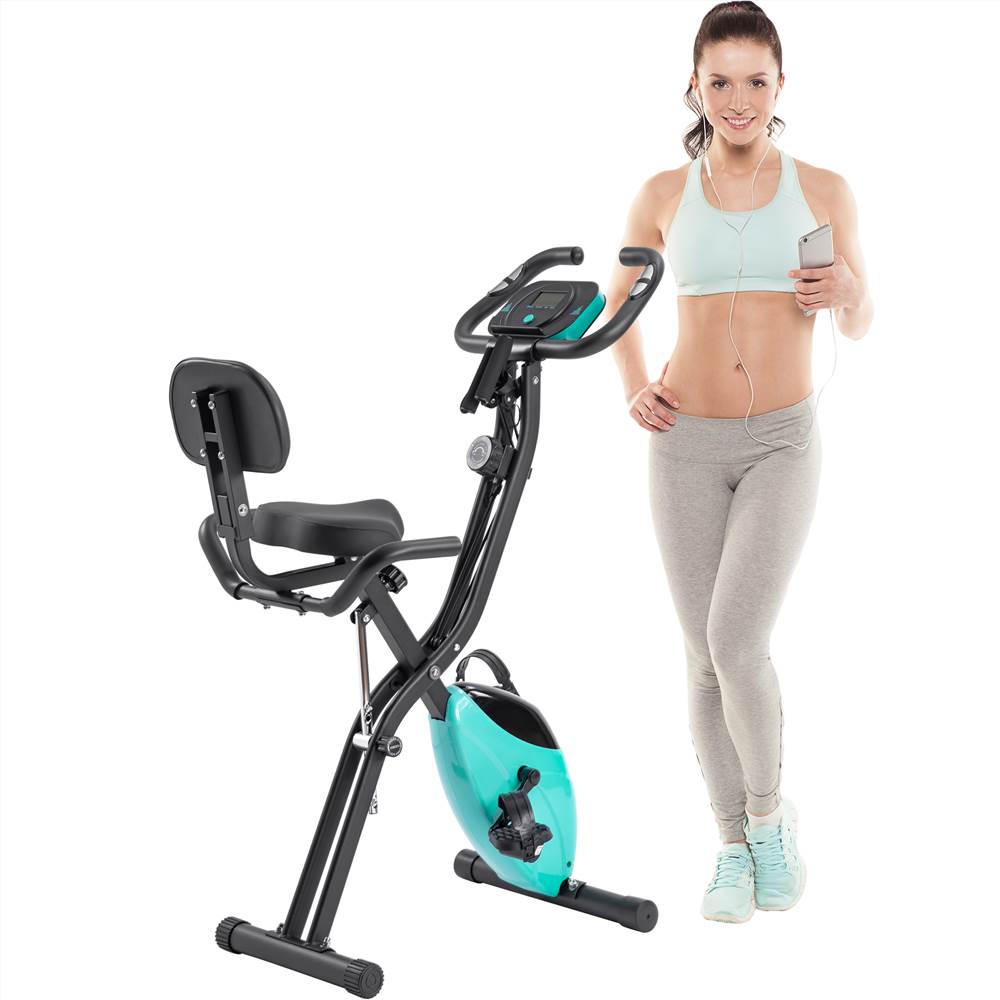 

Merax Folding Exercise Bike, Fitness Upright and Recumbent X-Bike with 10-Level Adjustable Resistance, Arm Bands and Backrest - Green