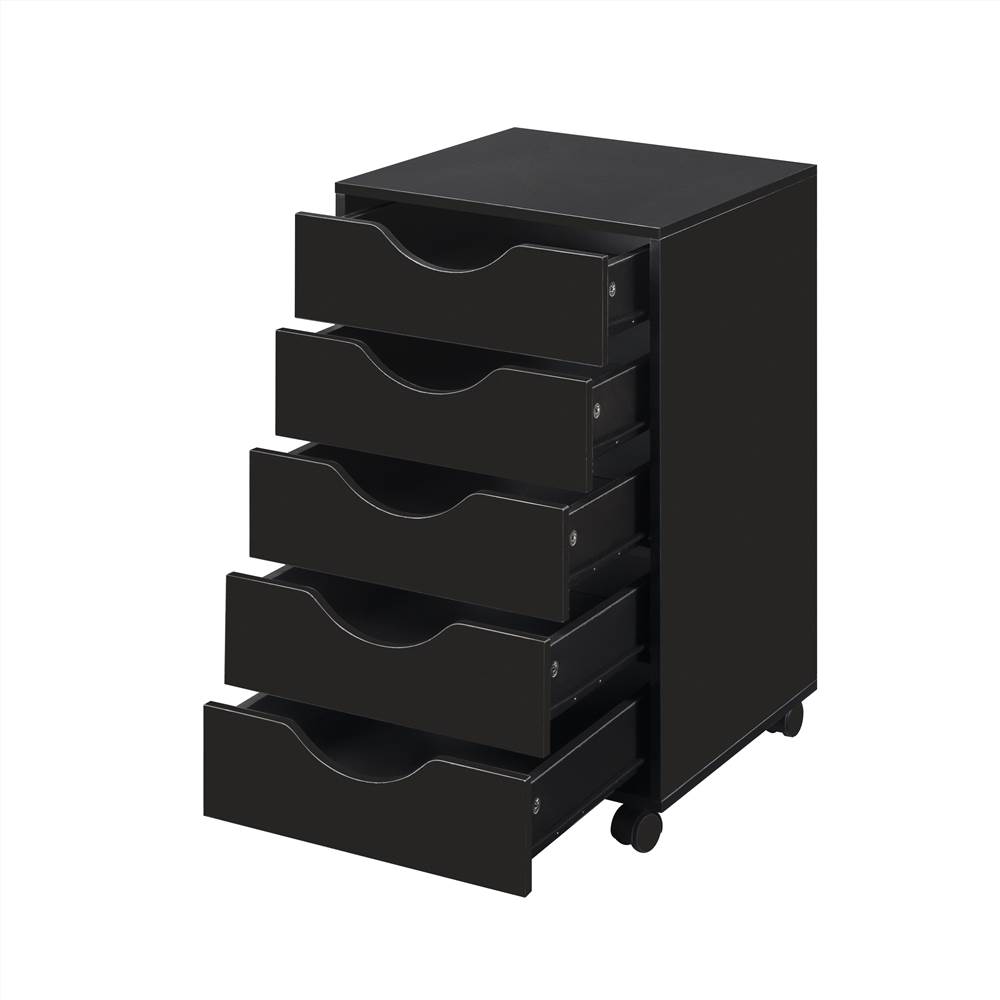 Home Office 5 Drawer Mobile Storage Cabinet with  locking casters(Black)