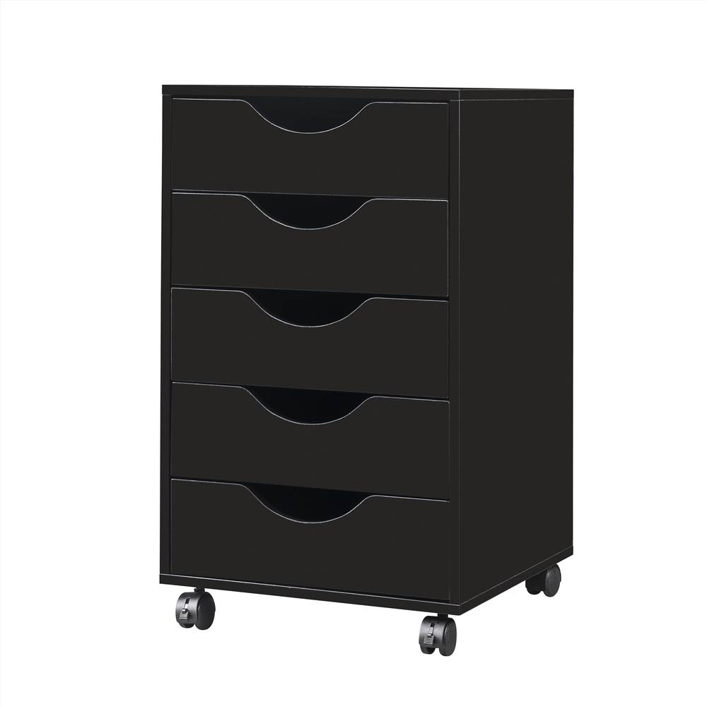 Home Office 5 Drawer Mobile Storage Cabinet with  locking casters(Black)