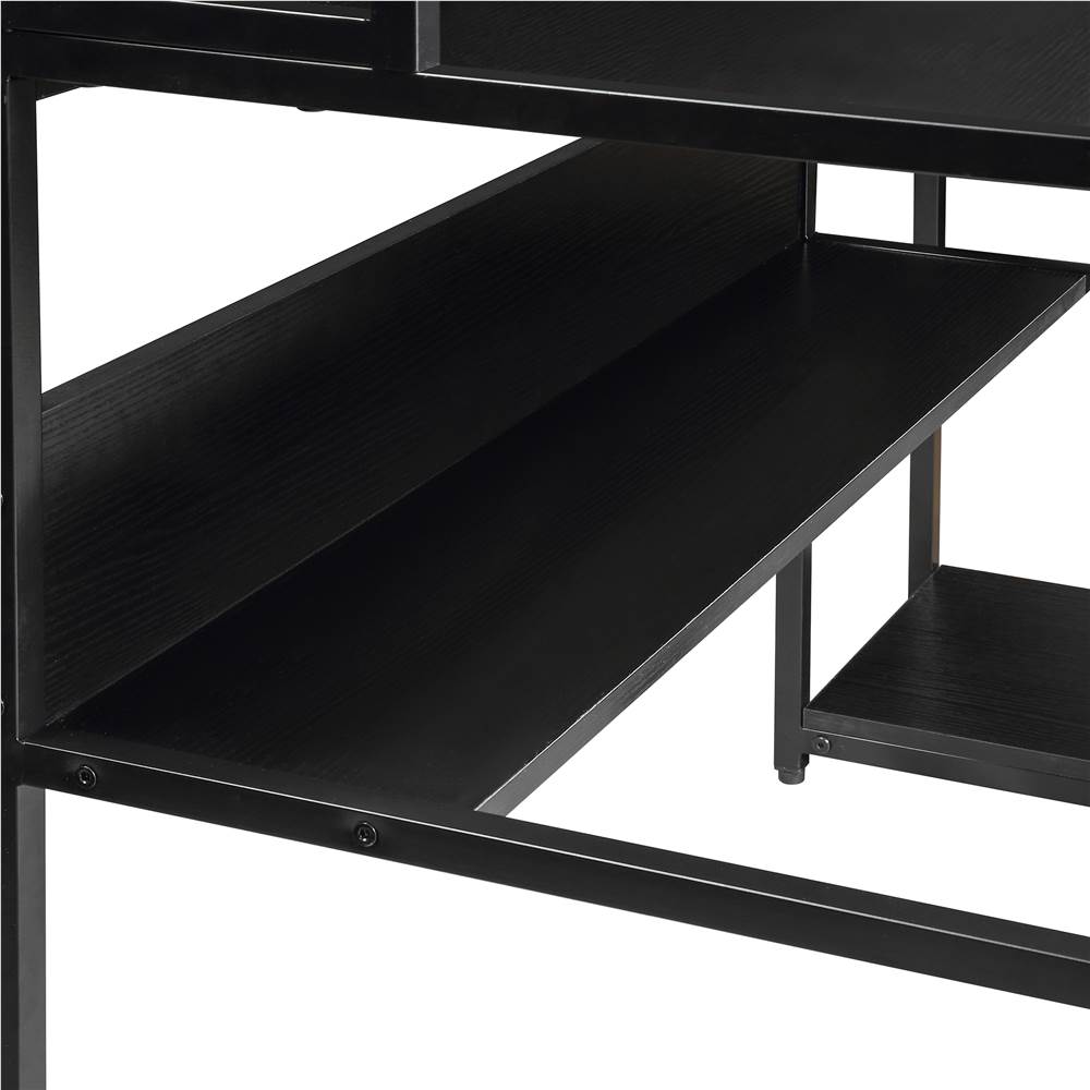 Home Office Computer Desk with Bookshelf Black