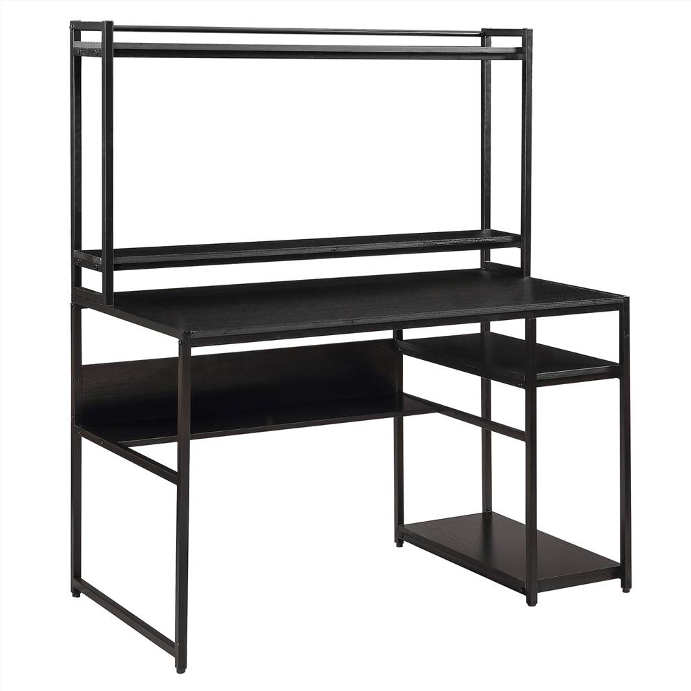 Home Office Computer Desk with Bookshelf Black