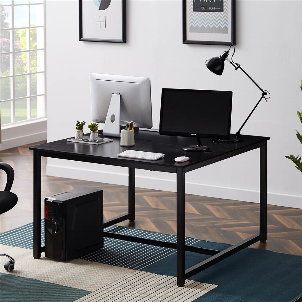 Home Office Extra Large Computer Desk, 47 x 47 inch Two Person Desk Double Workstation Desk, 2 People Office Desk Writing Desk (Black)