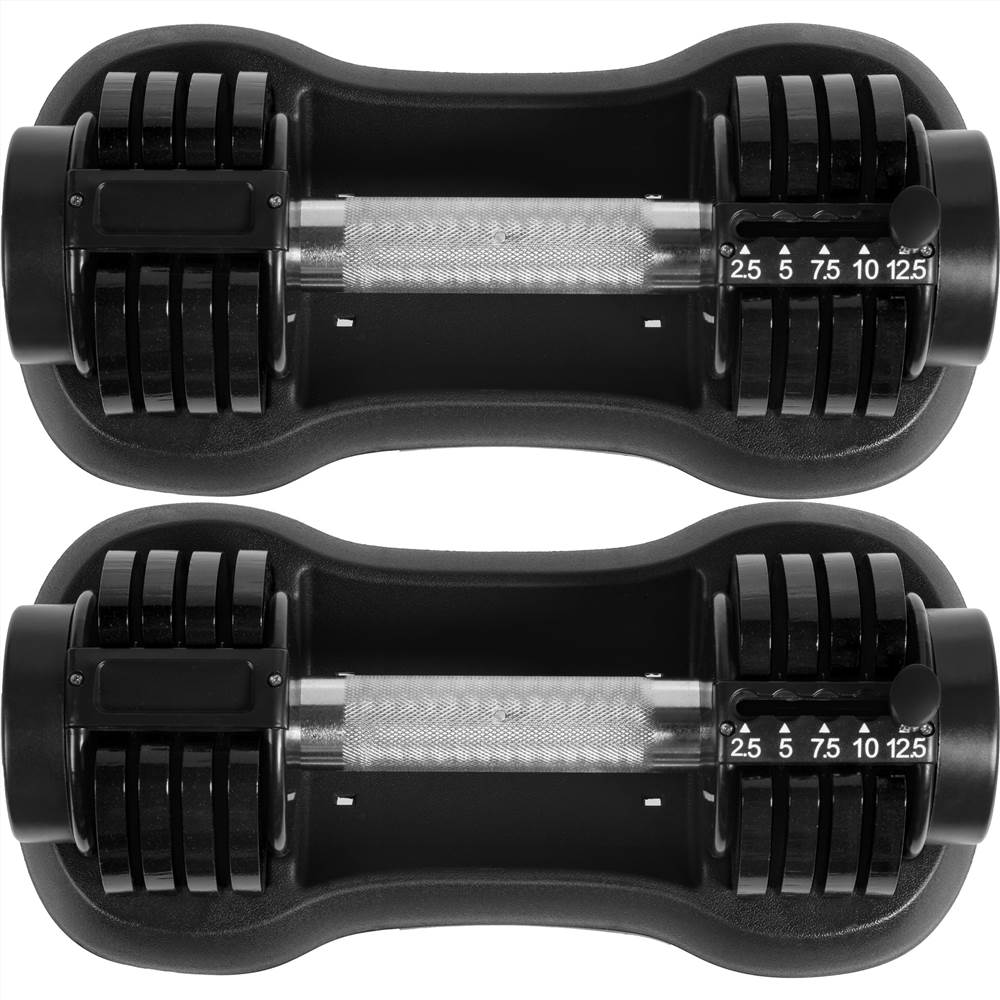 

Pair of 12.5 Lbs Adjustable Dumbbell with Handle and Weight Plate for Home Gym black