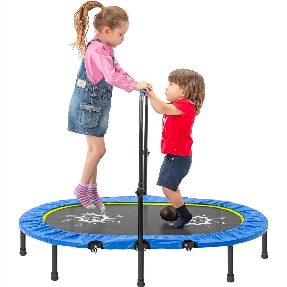 Hurbo Parent-Child Trampoline Twin Trampoline with Safety Pad Adjustable Handlebar 
