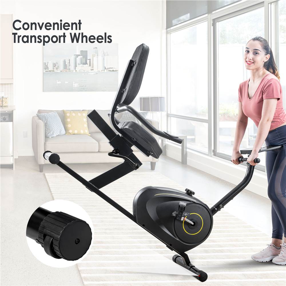 Recumbent Exercise Bike with 8-Level Resistance, Bluetooth Monitor, Easy Adjustable Seat, 380lb Weight Capacity
