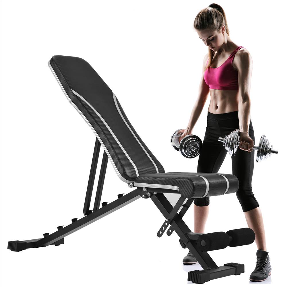 TREXM adjustable Flat Incline Weight Bench, Utility Weight Bench, Exercise Fitness Bench for Body Workout