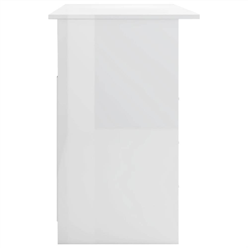 Desk with Drawers High Gloss White 110x50x76 cm Chipboard
