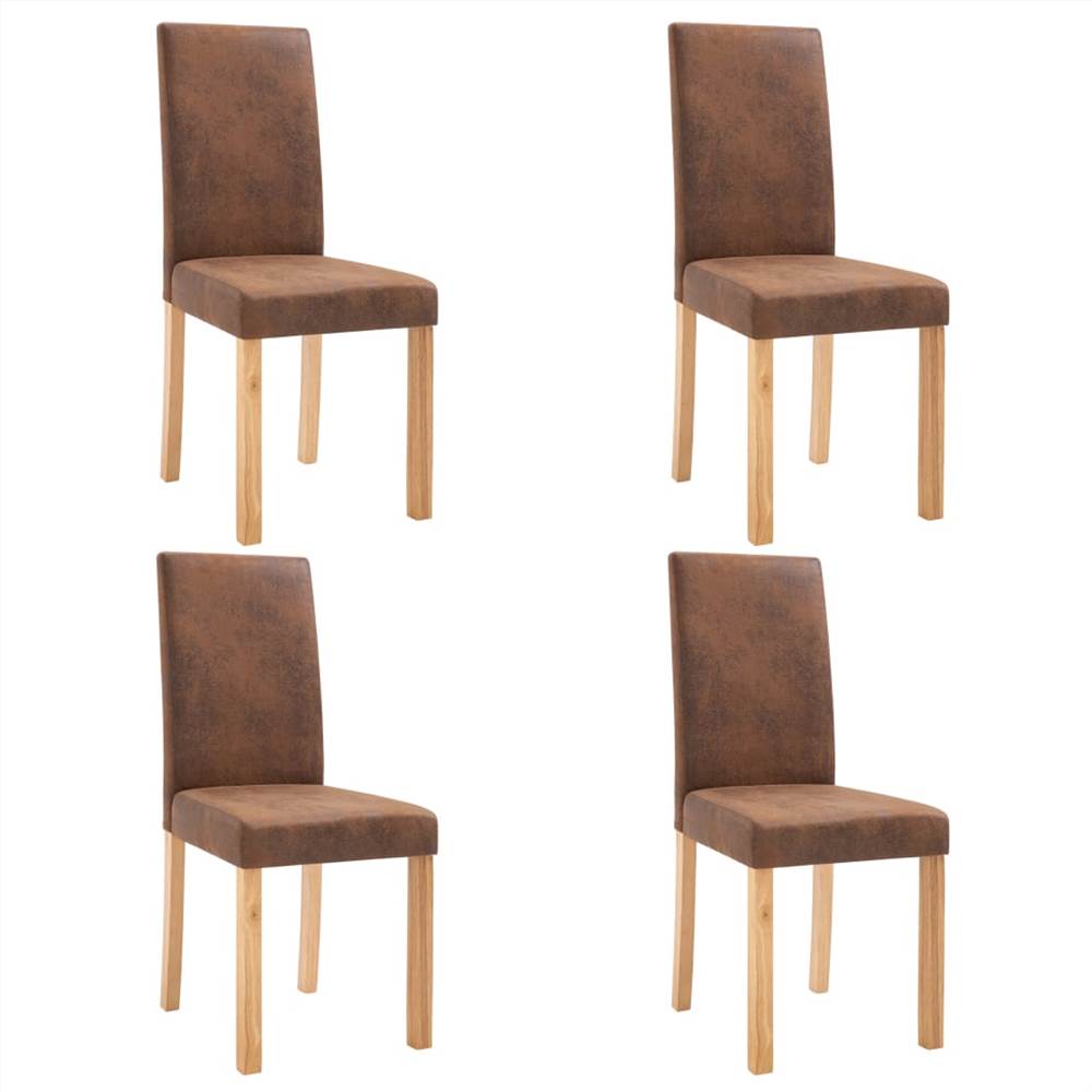 Dining Chairs 4 pcs Brown Faux Suede Leather