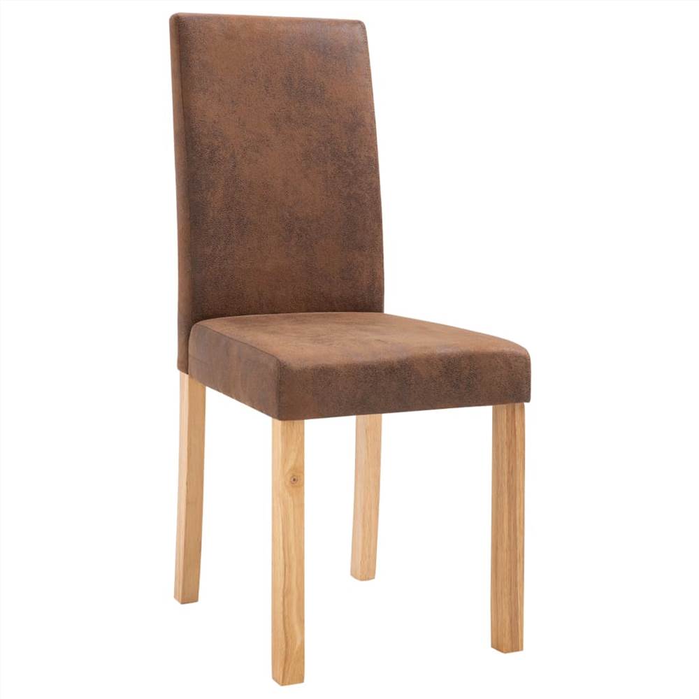 Dining Chairs 4 pcs Brown Faux Suede Leather