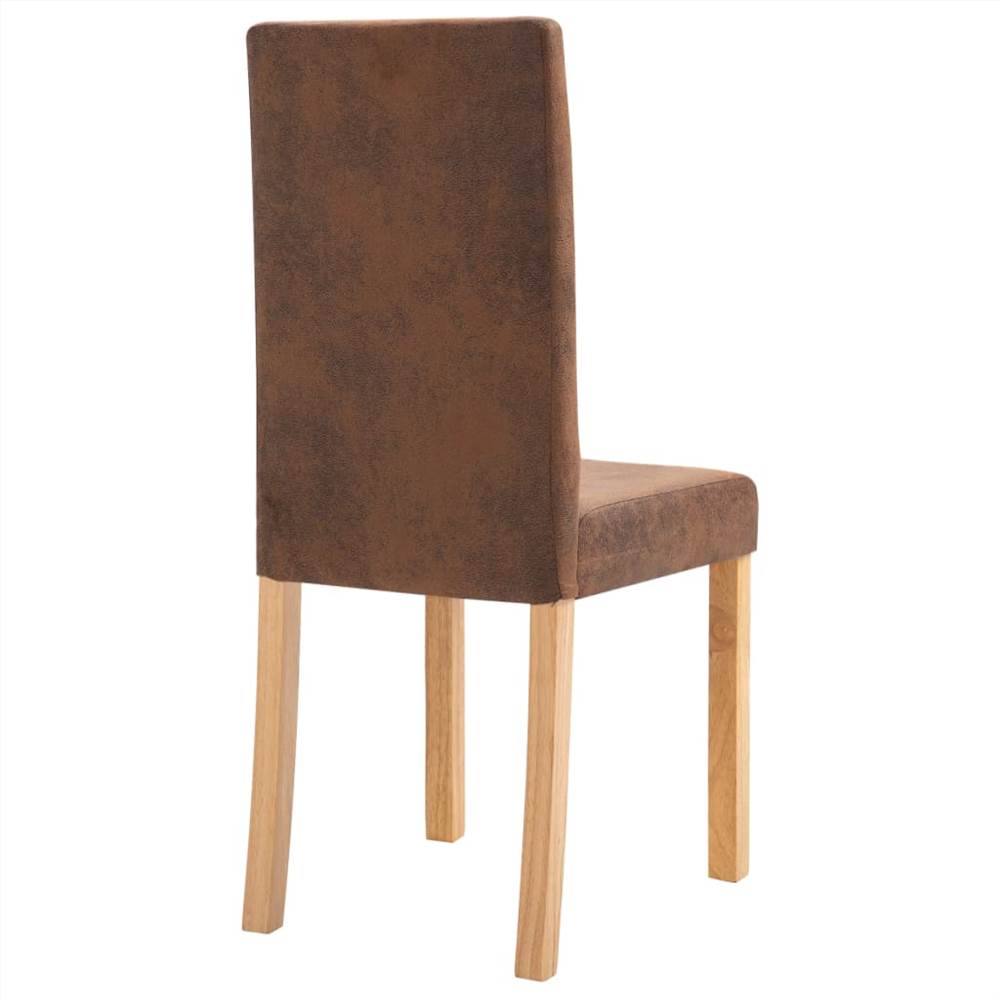 Dining Chairs 4 pcs Brown Faux Suede Leather