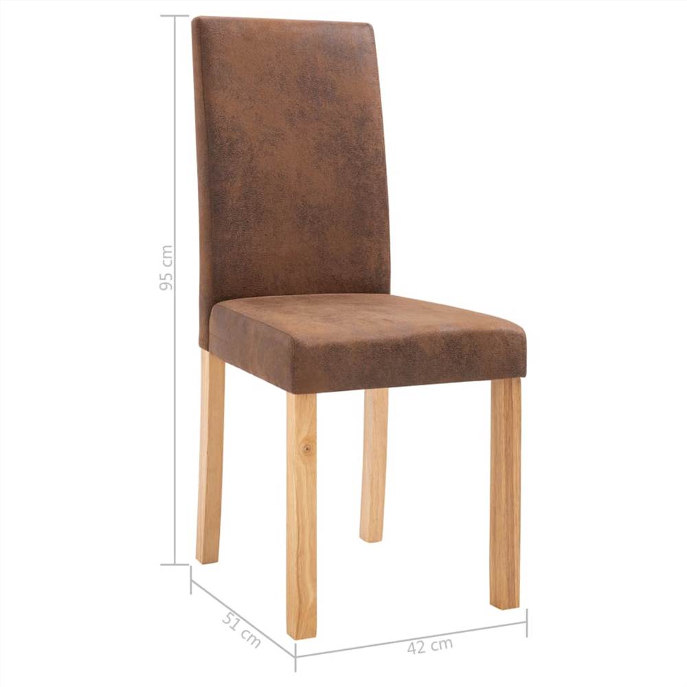Dining Chairs 4 pcs Brown Faux Suede Leather