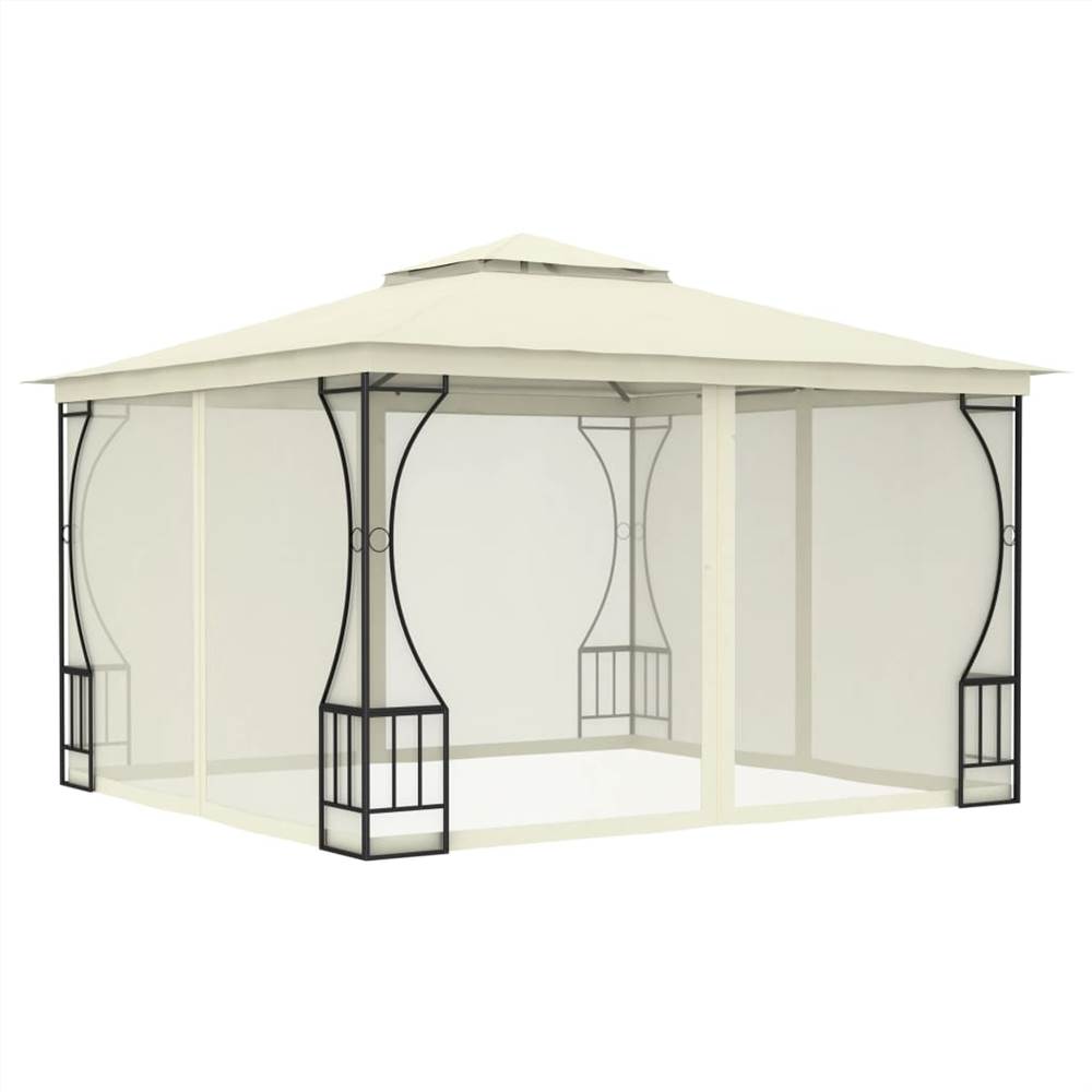 Gazebo With Curtains 300x300x265 Cm Cream