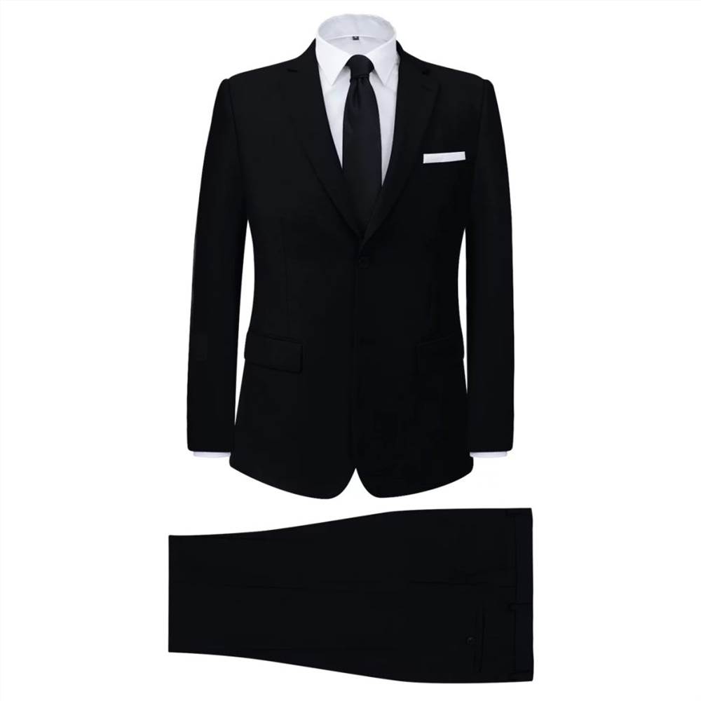 Men's Two Piece Business Suit Black Size 56