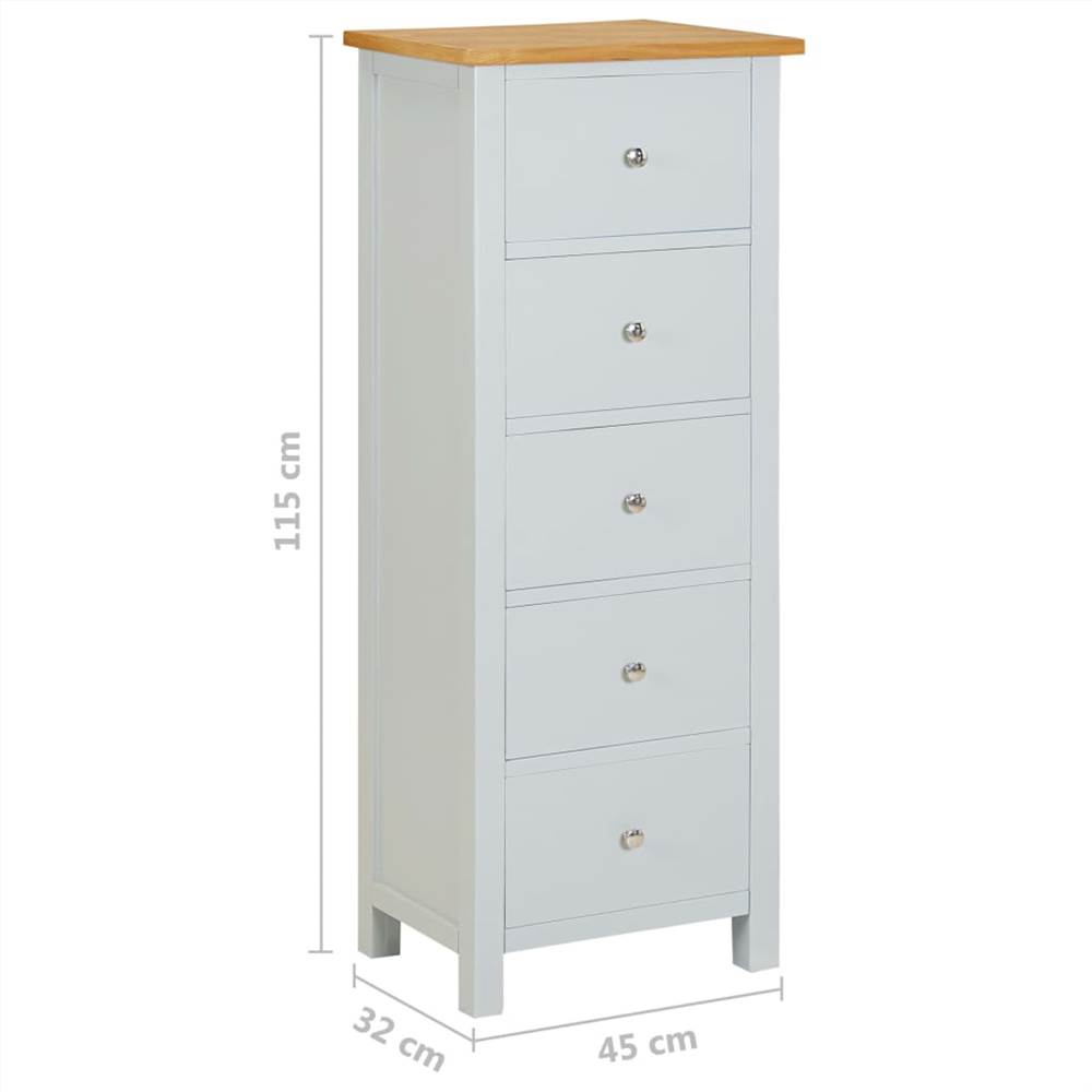 Tall Chest of Drawers 45x32x115 cm Solid Oak Wood