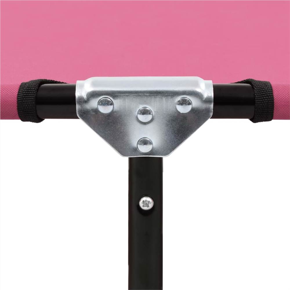 Folding Sun Lounger Steel Pink
