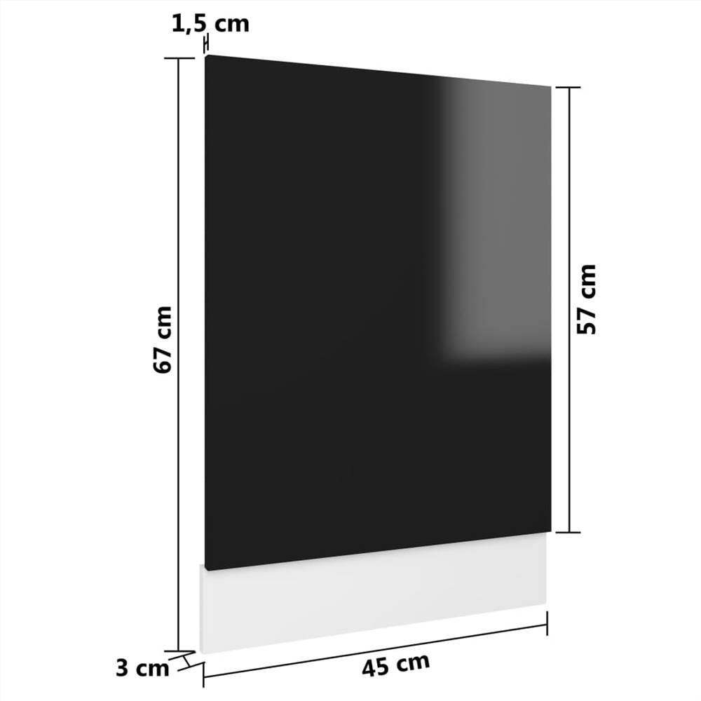 Dishwasher Panel High Gloss Black 45x3x67 cm Chipboard