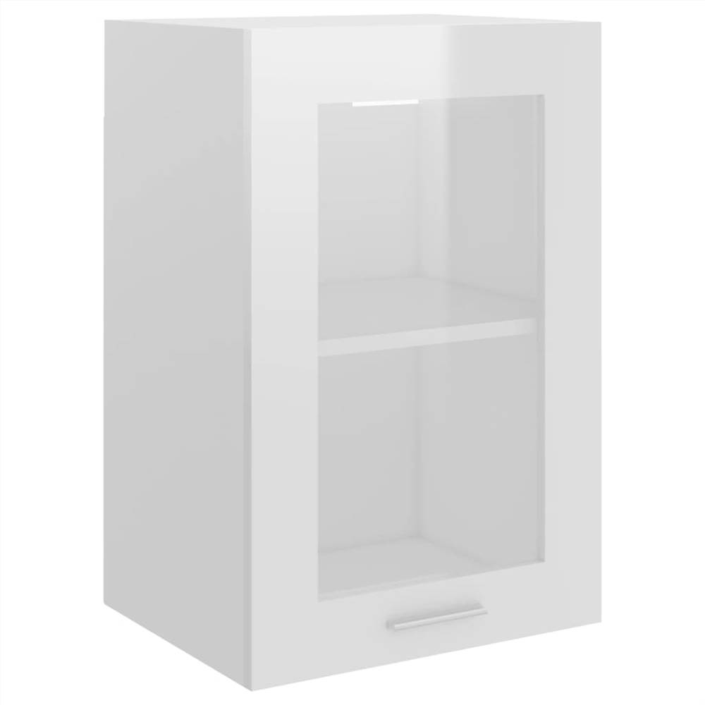 Hanging Glass Cabinet High Gloss White 40x31x60 cm Chipboard