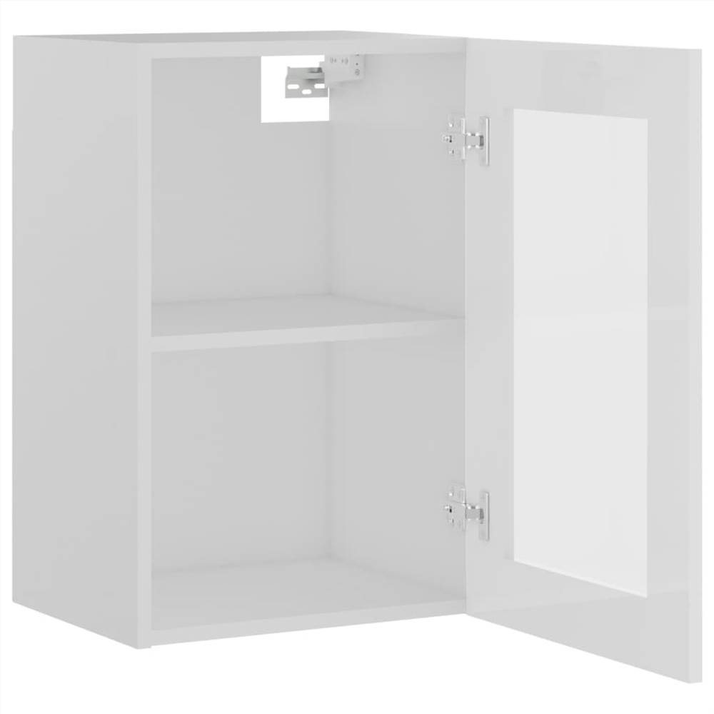 Hanging Glass Cabinet High Gloss White 40x31x60 cm Chipboard