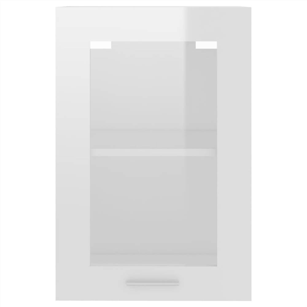 Hanging Glass Cabinet High Gloss White 40x31x60 cm Chipboard