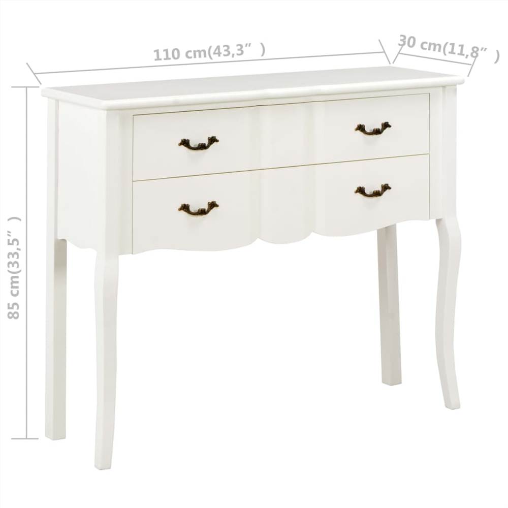 Sideboard 110x30x85 cm White Solid Wood