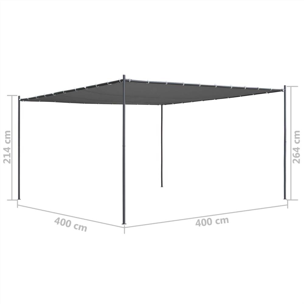 Gazebo with Slanted Roof 400x400x264 cm Anthracite 180 g/m²