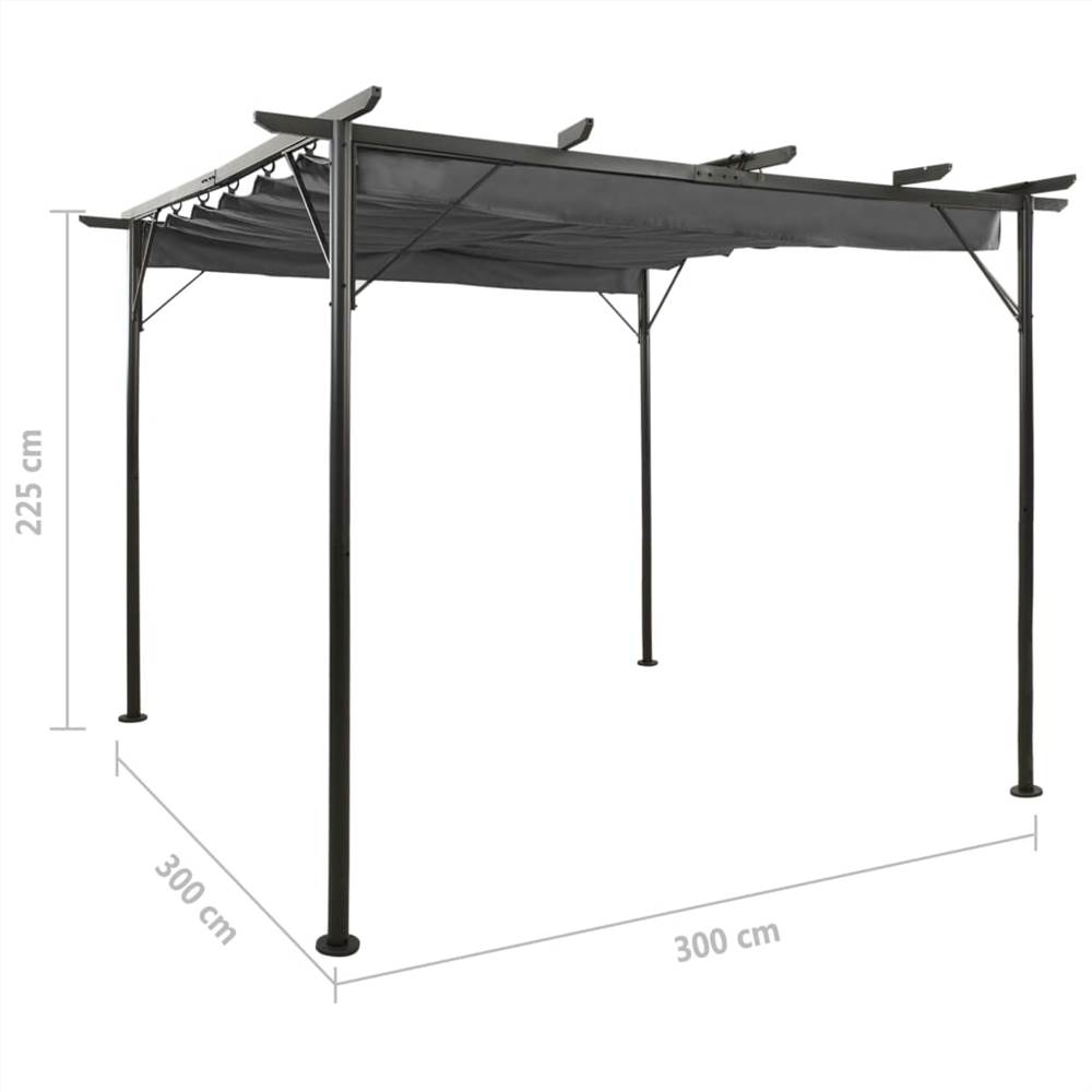 Pergola with Retractable Roof Anthracite 3x3 m Steel 180 g/m²