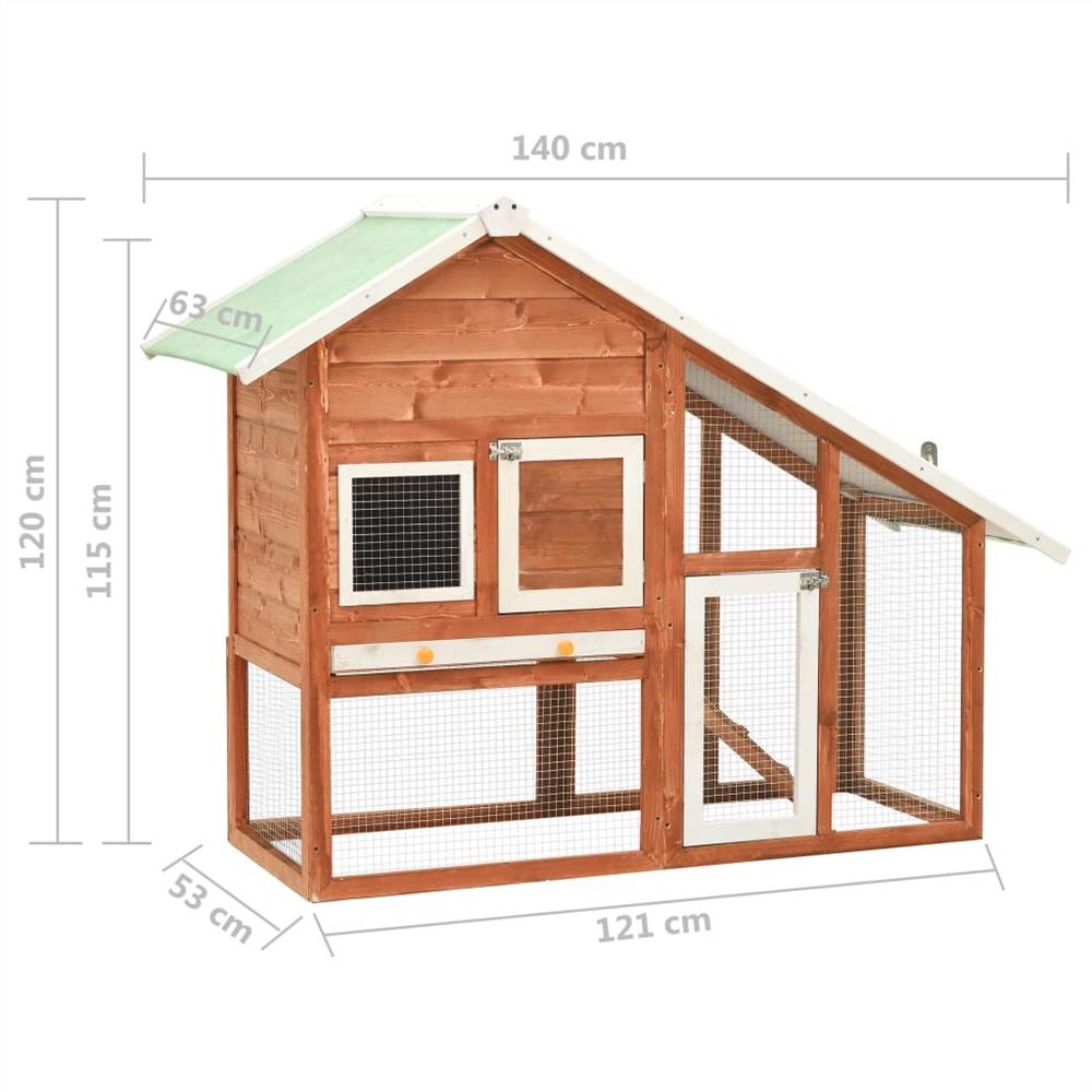 Rabbit Hutch 140x63x120 cm Solid Firwood