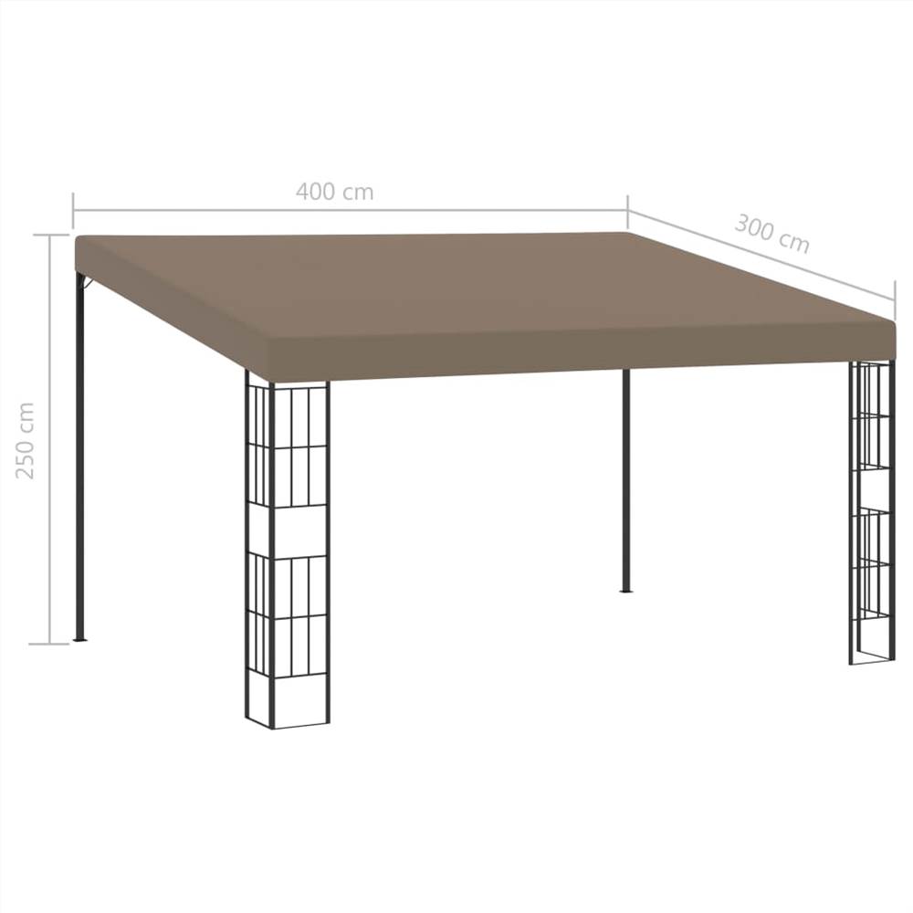 Wall-mounted Gazebo 4x3 m Taupe Fabric