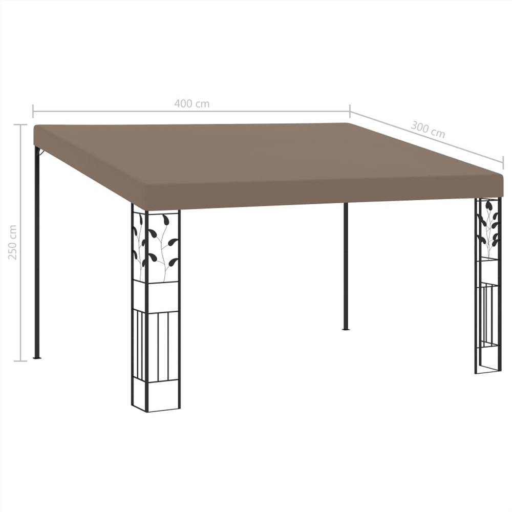 Wall-mounted Gazebo 4x3x2.5 m Taupe